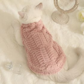 Pet Cat Clothes Fleece-lined Warm Anti-lint (Option: Pink Velvet-S)