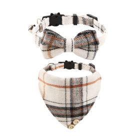 British Cat Collar With Bell Plaid Bow (Option: Beige Suit-1CMx20 To 28CM Adjustment)