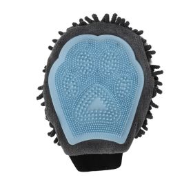 Pet Bathing Brush 2-in-1 Grooming Glove Elegant Dog Grooming Tool For Brushing, Massaging (Color: Blue)