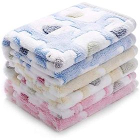 1 Pack 2 Blankets Super Soft Fluffy Premium Cute Elephant Pattern Pet Blanket Flannel Throw for Dog Puppy Cat (Color: Blue)