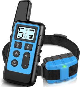 Dog Training Collar; Waterproof Shock Collars, Rechargeable Electric Collar for Small Medium & Large Dogs (Color: Blue)